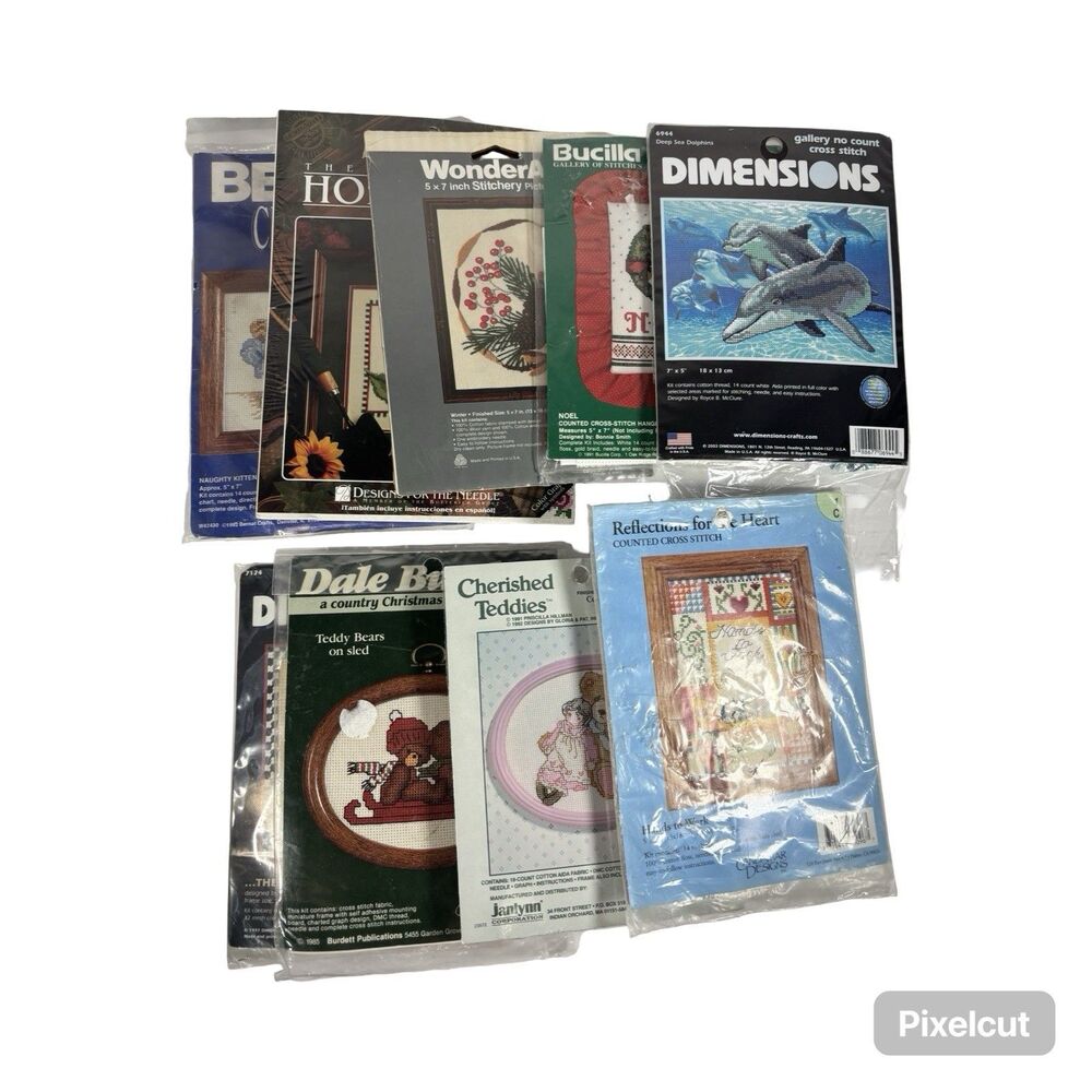 Lot of 9 Counted Cross Stitch Kits New